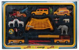 A Corgi Pinder Circus set (48). Comprising 3x vehicles and 2x trailers in Pinder Jean Richard