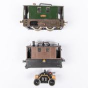 2x O gauge 0-4-0 Tramcars for 2-rail running. An LMS example in dark green and a BR example in