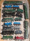 12x Tri-ang OO gauge locomotives. Including a BR Winston Churchill 4-6-2, 34051. 2x CR 4-2-2, 123. A