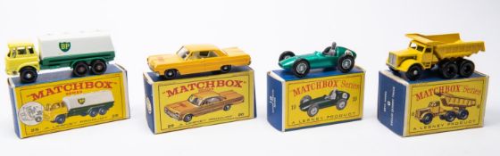 4x Matchbox Series. 6b; Euclid Quarry Truck in yellow with black plastic wheels. 19c; Aston Martin