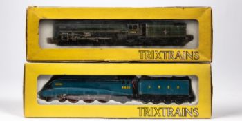 2x Trix Trains locomotives. An LNER Class A4 4-6-2 locomotive, Mallard 4468, in unlined blue. A BR