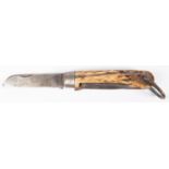 A large old clasp knife, blade 3½" (worn) with traces of name "Joseph .... & Co" with stout 3"