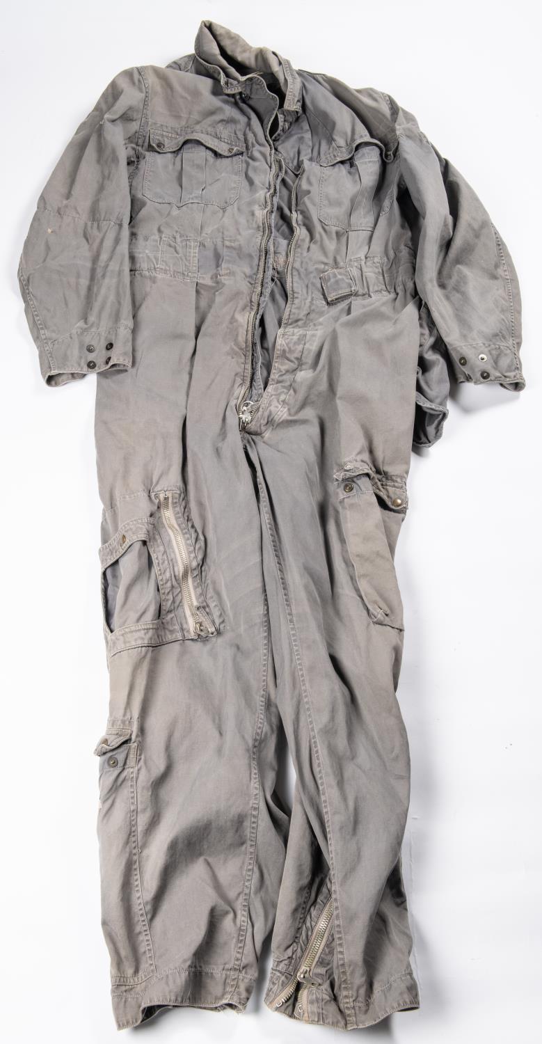 A post WWII RAF flying suit, blue/grey colour, zip up front. GC £20-30