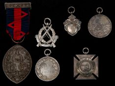 A pair of shooting medals: A.I.A.R.M. 1905 with laurel spray, reverse engraved "Lord Roberts/