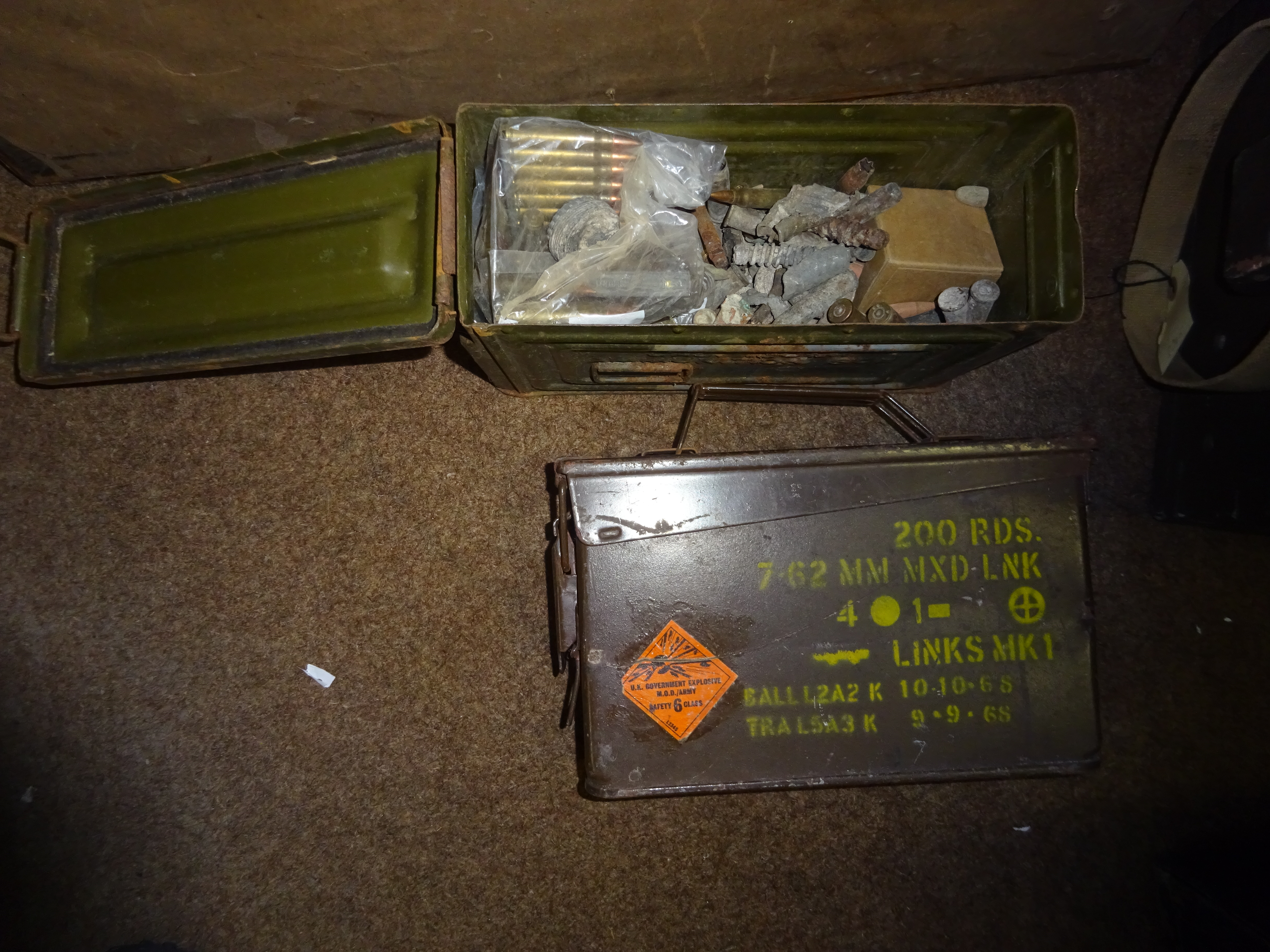 A WWII wooden ammunition magazine box for a Polsten gun, a WWII .30 Browning ammunition box and a - Image 2 of 2