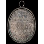 24th Light Dragoons silver regimental medal 1801, the oval piece set into a milled rounded border,