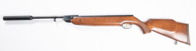 A .177" Weirauch HW95 break action air rifle, number 1780824, with sling swivels and silencer. GWO &