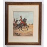 A well executed watercolour painting of two mounted French Napoleonic Polish Lancers, one carrying a