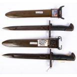 2 MI1943 knife bayonets, dated 1942 in plastic scabbards. VGC £60-80