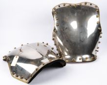 A 20th century Household Cavalry trooper's cuirass, with brass rim and studs and leather lining, VGC