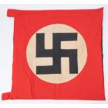 A Third Reich single sided NSDAP party banner, the applied device having horizontal swastika, with