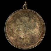 Pimlico or Queen's Royal Volunteers engraved circular silver prize medal, obverse: Royal Arms,