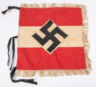 A Third Reich double sided Hitler Youth trumpet banner, with applied HJ device on one side, the arms