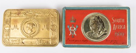 A Queen Victoria Boer War chocolate tin, for South Africa 1900, as issued to the troops for the
