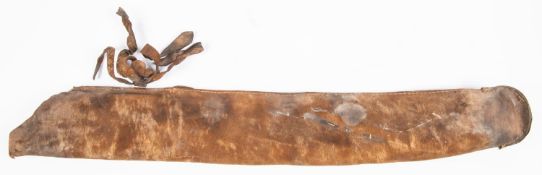 An 18th/19th century Indian soft hide quiver, with short lengths of hide securing straps and