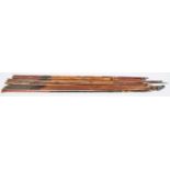 A set of four 18th century Indian arrows, with rectangular, triangular and leaf shaped heads and