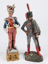 A porcelain figure of a Napoleonic Polish Lancer, 12", base marked with Imperial "N"; also a painted