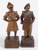 A most unusual pair of carved wood figures: The Two Types, the famous WWII cartoon army officers,