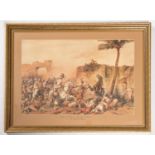 A good Orlando Norie watercolour "Assault on Delhi, Mutineers Fleeing", framed, 23" x 17½". VGC £