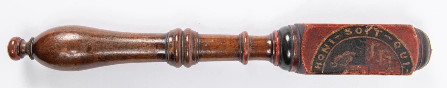 A good William IV period decorated turned wood tipstaff, painted with crown above IIII, "W.P." - Image 4 of 5