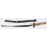 A Wakizashi, in silver handachi mounting, the blade unsigned, c 1600, with details obscured,