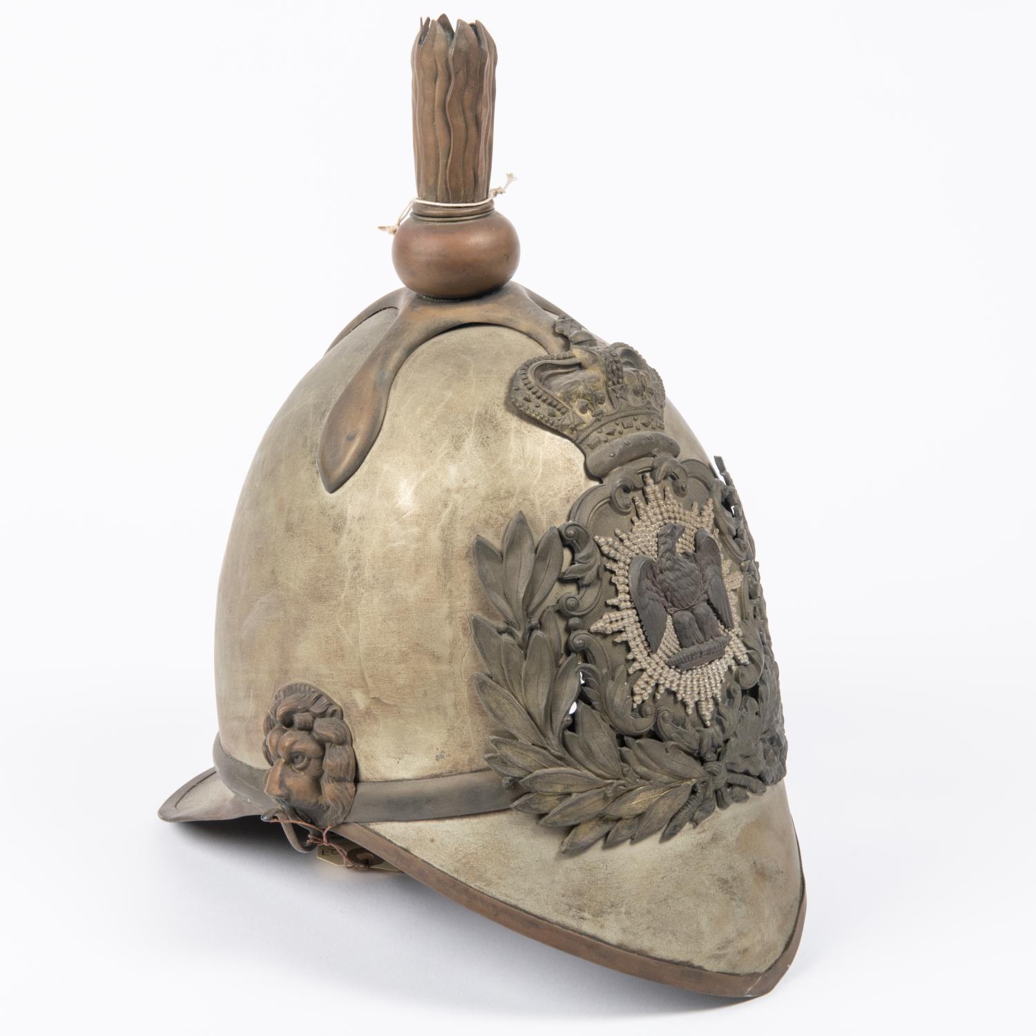 An unusual Victorian Albert cavalry type WM helmet, similar to Afghan Army Artillery patterns of the