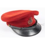 A scarce Worcestershire Yeomanry officers' dress cap, red body with bullion embroidered badge,