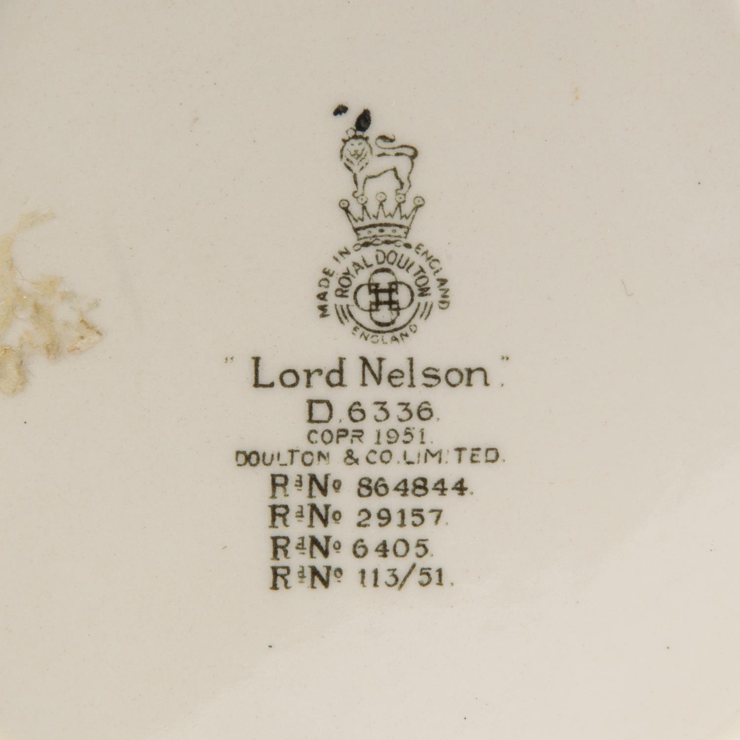 A Lord Nelson character jug by Doulton, 7¼", marked "Royal Doulton" etc. VGC £30-40 - Image 3 of 4