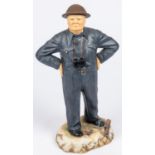 An Ashmore porcelain figure of Sir Winston Churchill, model no 13, standing wearing siren suit,
