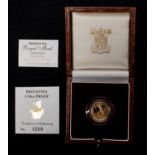 Elizabeth II Britannia proof 1/10 oz coin 1990, B Uncirculated, in Royal Mint case of issue with