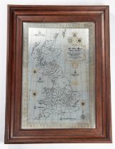 A hall marked silver limited edition "Map of Great Britain", by the Danbury Mint, 1978, 49cmx30cm,