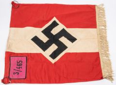 A Third Reich single sided banner with applied HJ device and black on pink "3/465" unit panel in top