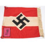 A Third Reich single sided banner with applied HJ device and black on pink "3/465" unit panel in top