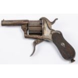 An English 6 shot 7mm double action pinfire revolver, 5½" overall, round barrel 2", B'ham proved,