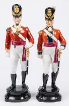 2 Royal Worcester bone china figurines of Georgian infantry officers: the Coldstream Guards and 29th