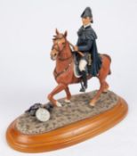 A figure of the Duke of Wellington on horseback, decorated composition construction, on decorative