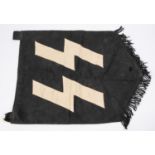 A Third Reich single sided black shield shaped banner, applied with white SS runes, the bottom