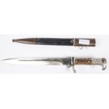 A Third Reich style parade bayonet, plated blade 11", by E u F Horster, Solingen, the chrome
