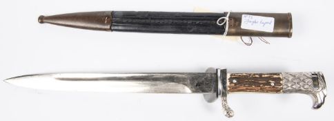 A Third Reich style parade bayonet, plated blade 11", by E u F Horster, Solingen, the chrome