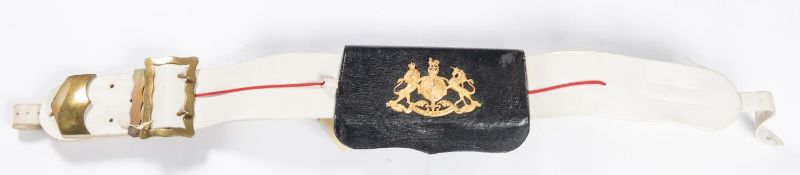 A good post 1953 Household Cavalry officers' white buff leather shoulder belt and pouch, brass