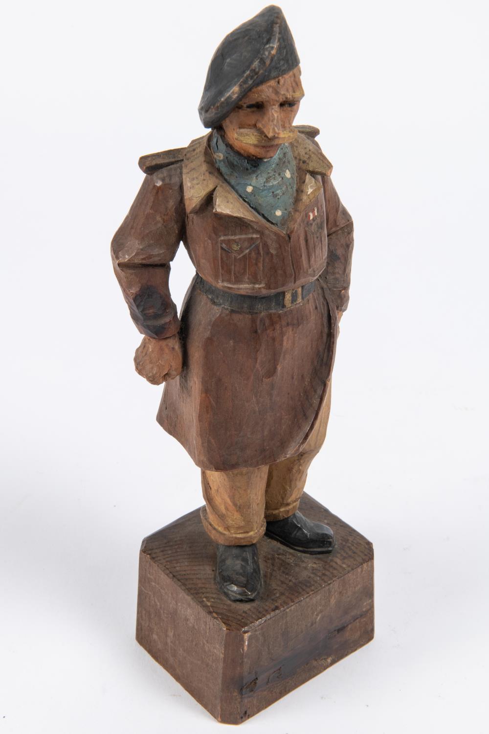 A most unusual pair of carved wood figures: The Two Types, the famous WWII cartoon army officers, - Image 4 of 5