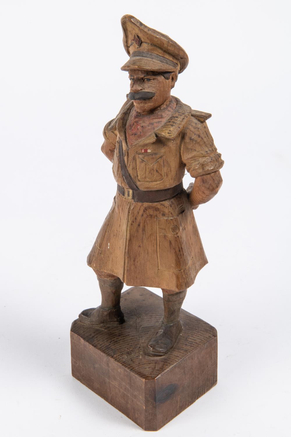 A most unusual pair of carved wood figures: The Two Types, the famous WWII cartoon army officers, - Image 2 of 5