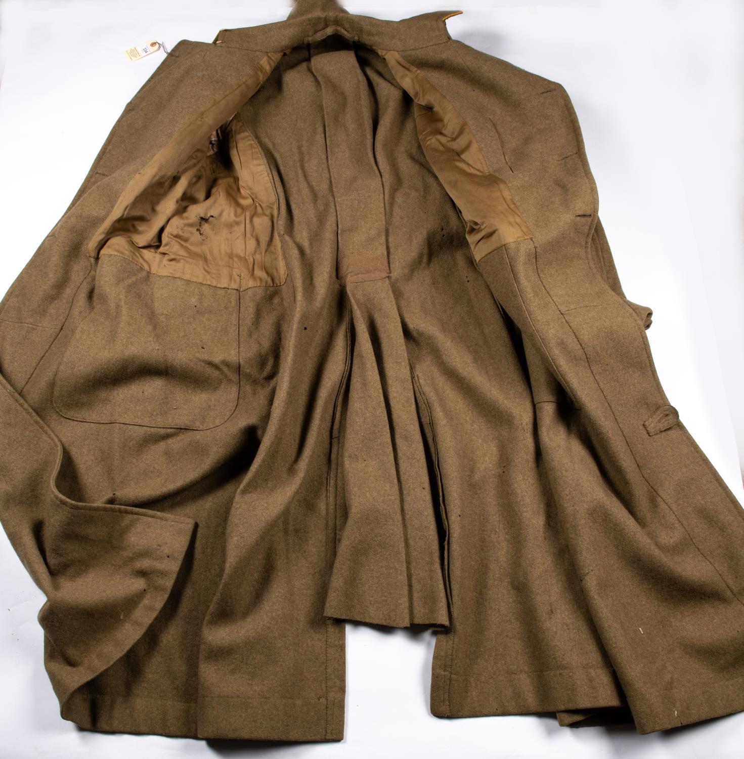 A scarce Yeomanry officers khaki greatcoat c 1902, it is a light shade of khaki and has yellow - Image 2 of 2