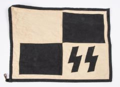 A Third Reich double sided SS vehicle pennant, with applied SS runes on black and white quartered