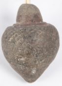 A medieval Middle Eastern "Greek Fire" pottery hand grenade, of "lotus" form, with simple