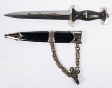 A good copy of a Third Reich 1936 pattern SS dagger, no maker's mark, in its black painted sheath