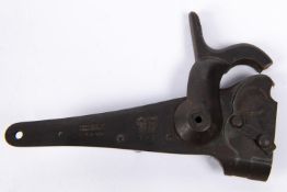 A detached lock from a Greene's patent breech loading percussion carbine, stamped with crown over "