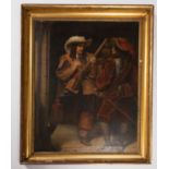 A mid 19th Century scene of a 17th Century military group including Prince Rupert. Oil on canvas,