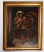 A mid 19th Century scene of a 17th Century military group including Prince Rupert. Oil on canvas,
