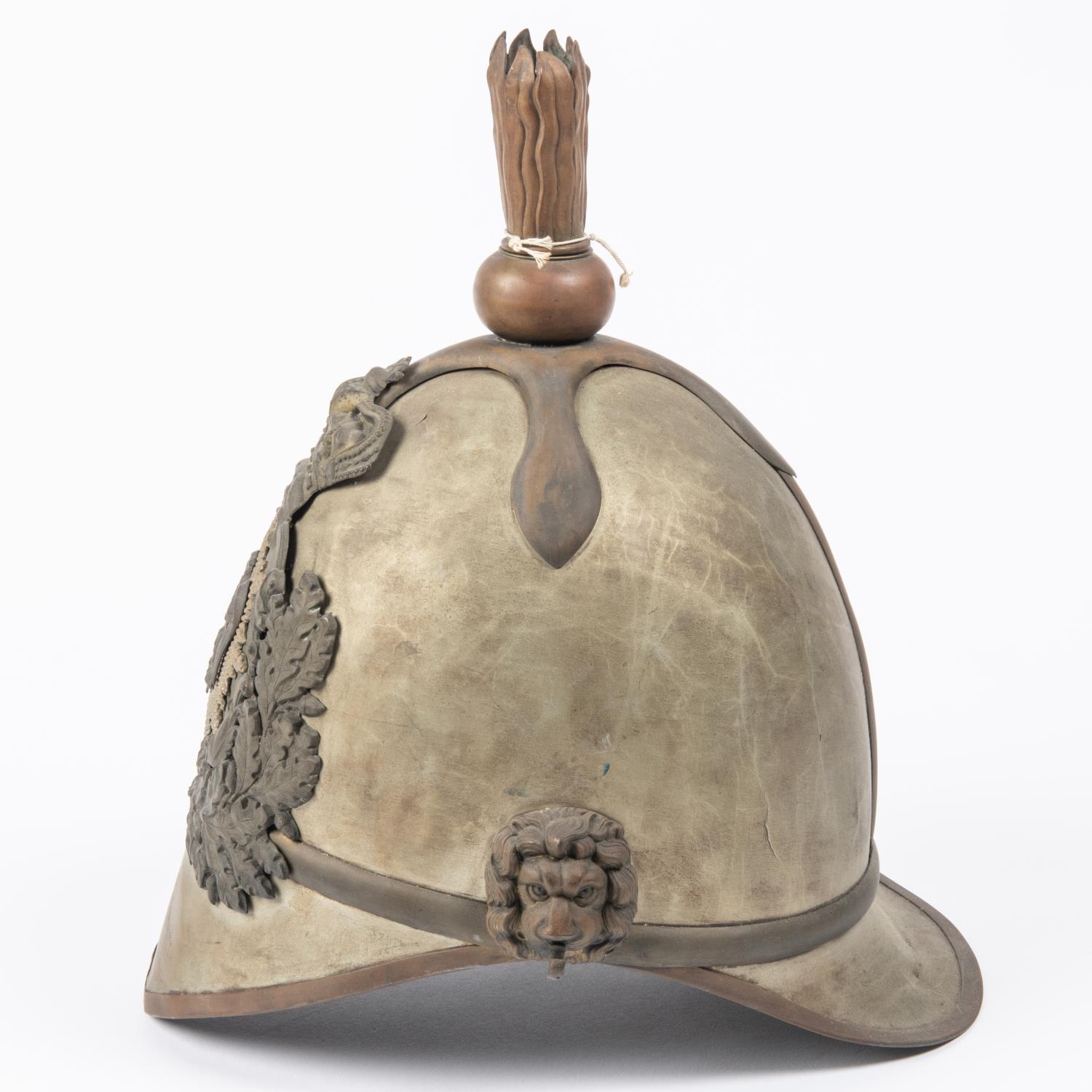 An unusual Victorian Albert cavalry type WM helmet, similar to Afghan Army Artillery patterns of the - Image 2 of 4